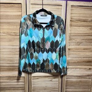 CBR Multicolor Geometric Long Sleeve Zip Front Size M